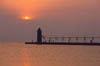 South Haven pier at sunset, MI